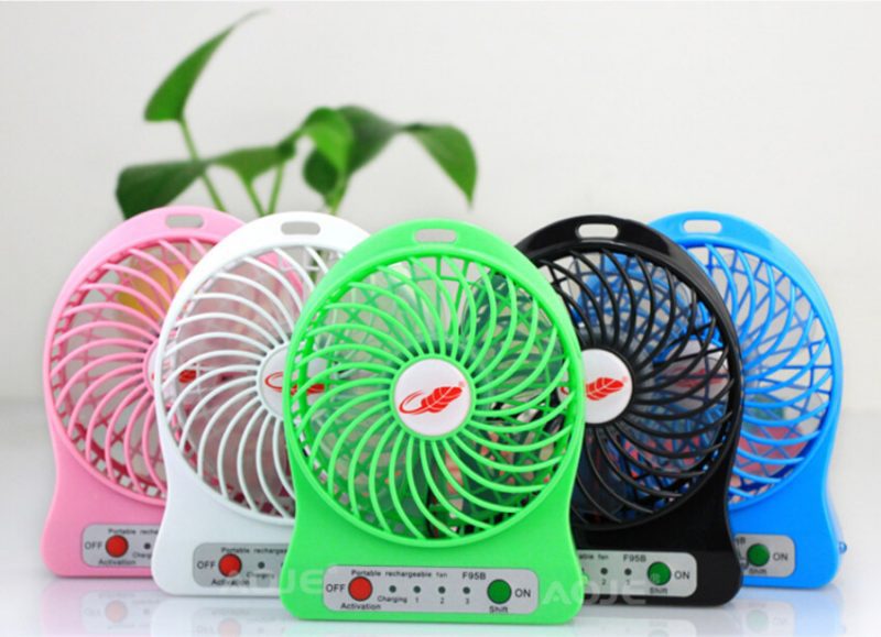 LED Light F95B Portable Rechargeable Liion Battery Handheld Mini Fan