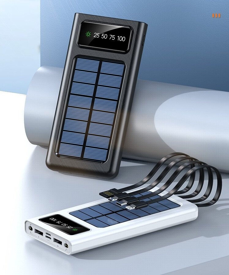 Solar Power Bank With Attached Cable 10000mAh