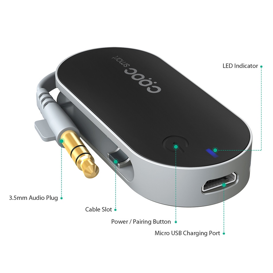 CRDC Smart Bluetooth Transmitter 3.5mm Powerful Bluetooth Audio Transmitter - Image 2