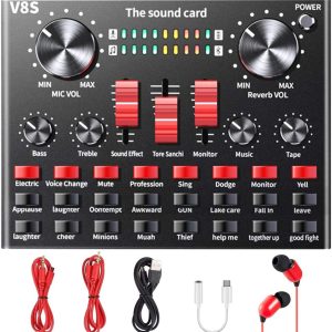 V8S Sound Mixer for Live Broadcasting Karaoke Singing Recording Gami