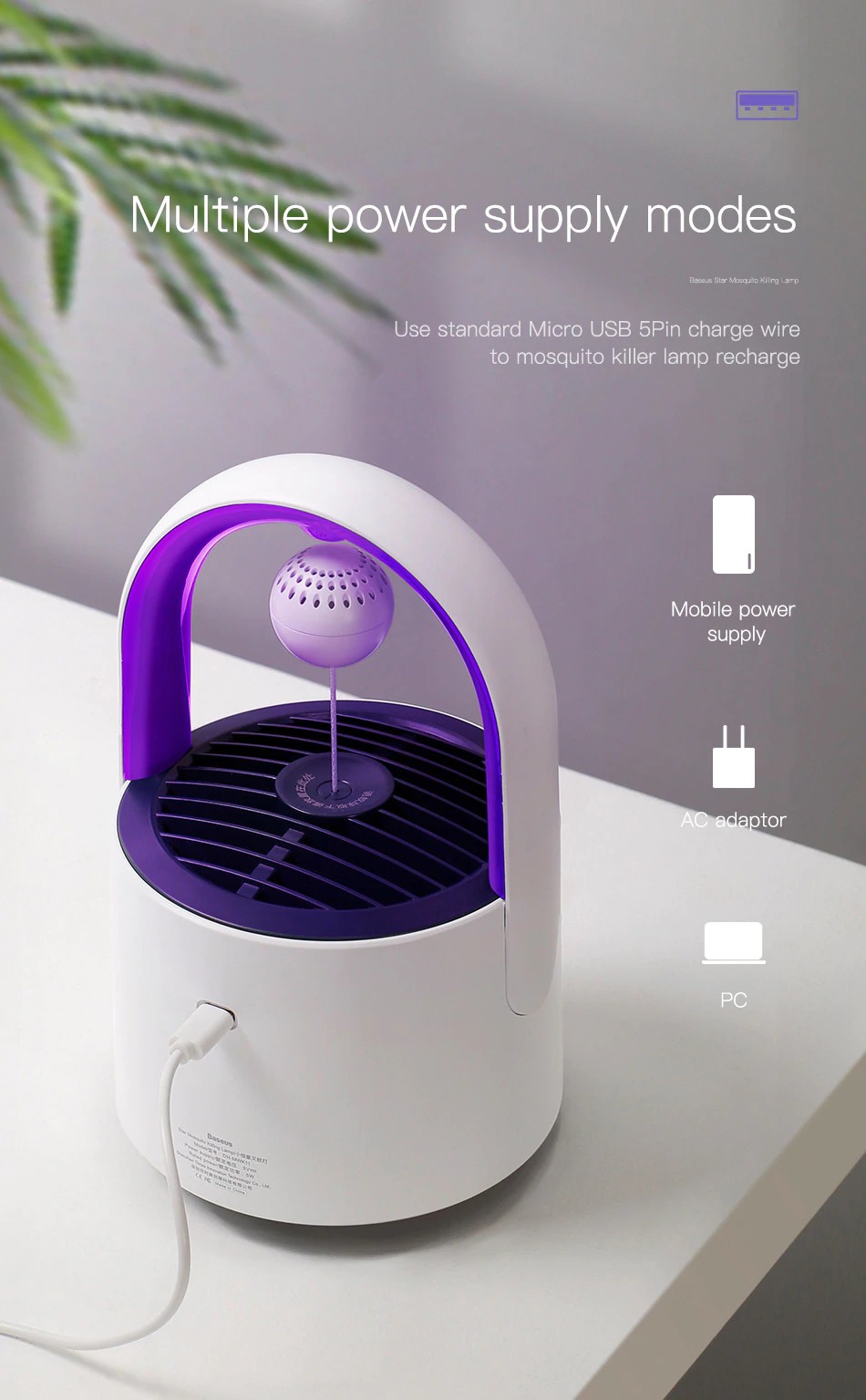 Star Mosquito Killing Lamp Baseus ACMWD-HX02 - Image 2